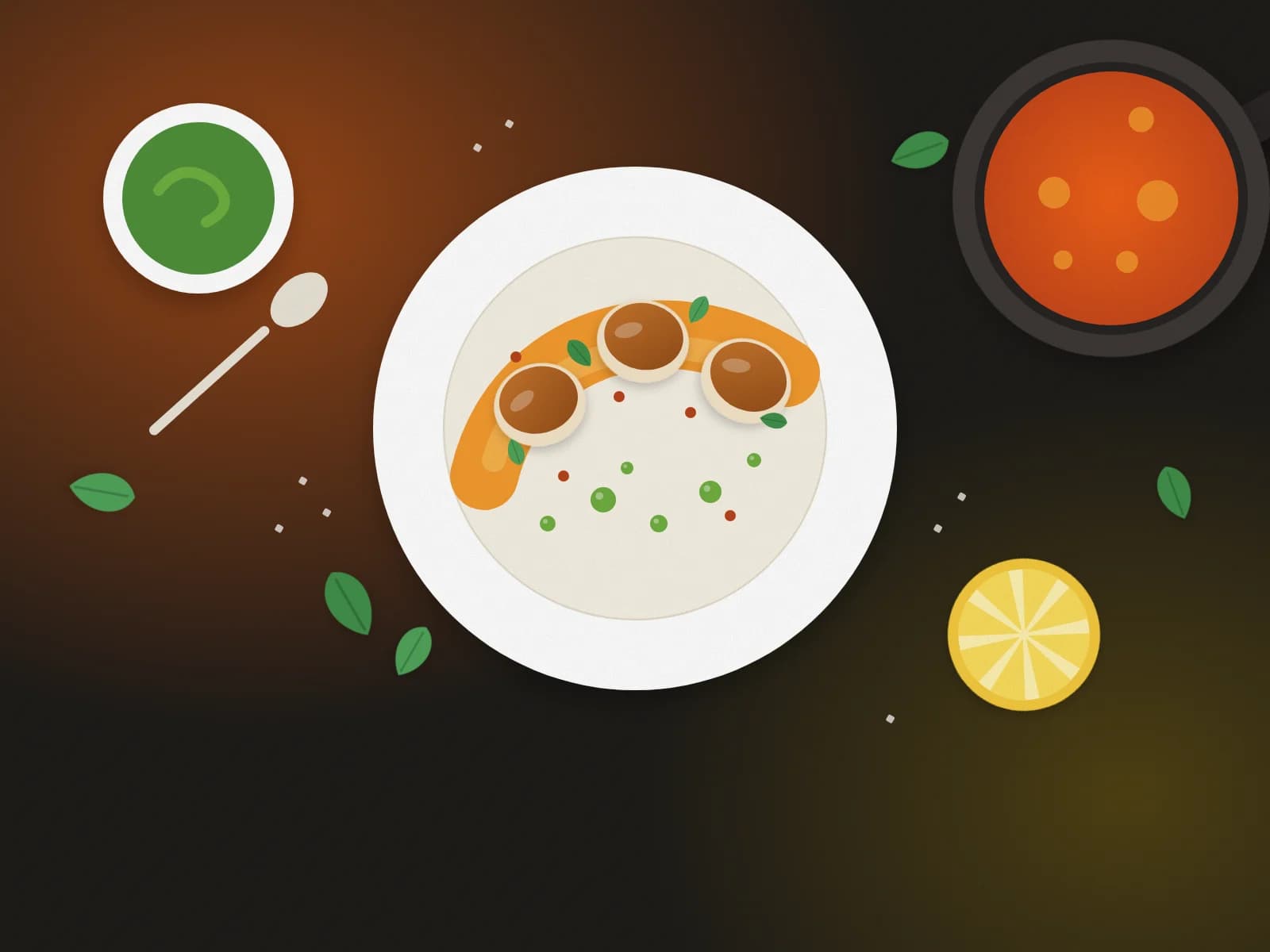 Un piatto appena impiattato in cucina